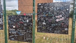British Rail have erected large notice boards for the fans to write on